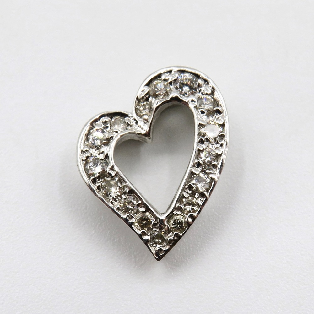 10k Diamonds White Gold Heart Slider Pendant 1.08g